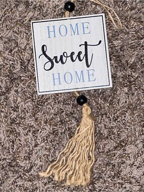 Home Sweet Home Wall Hanging Sign in White and Light Blue